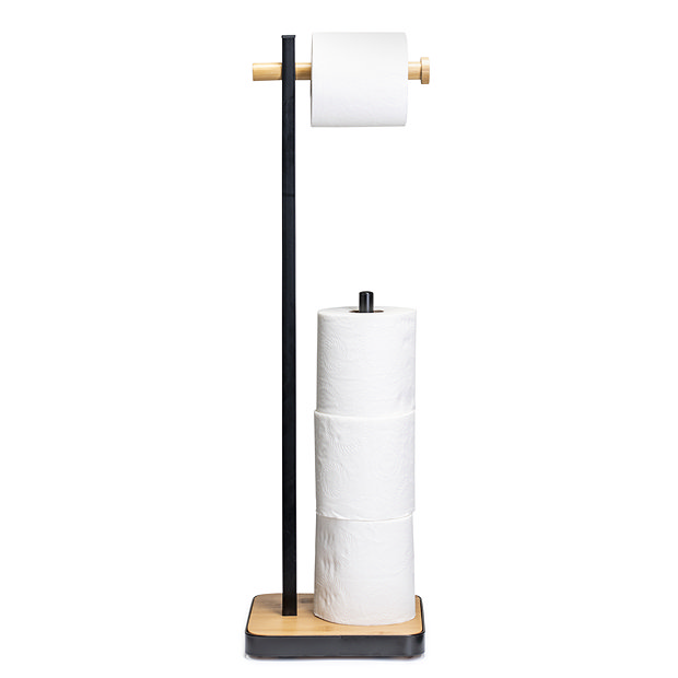 Croydex Bamboo Freestanding Toilet Paper Holder Matt Black