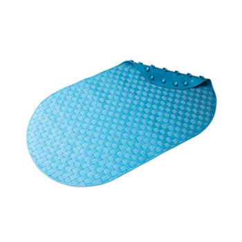 Croydex - Basket Weave Bath Mat - 690 x 390mm - Blue - AH310424 Large Image