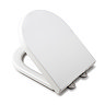 Angled-backwards view of the Croydex Baveno Recycled D-Shaped Toilet Seat showing the lid open slightly and the back hinges, pictured on a white background.