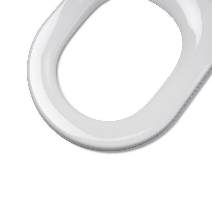 Top down view of just the seat of the Croydex Baveno Recycled D-Shaped Toilet Seat, pictured on a white background.