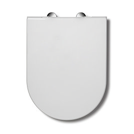Top down image of the Croydex Baveno Recycled D-Shaped Toilet Seat showing the seat lid and part of the hinges, pictured on a white background.
