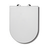Top down image of the Croydex Baveno Recycled D-Shaped Toilet Seat showing the seat lid and part of the hinges, pictured on a white background.
