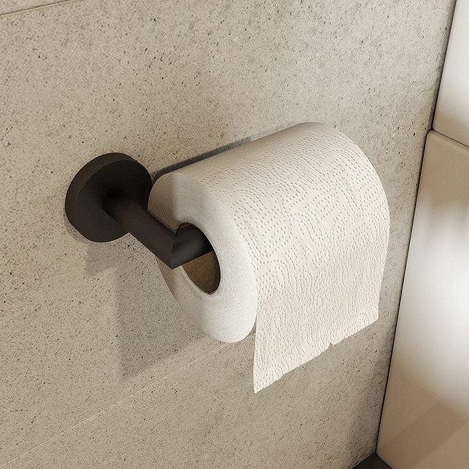 Croydex Black Epsom Flexi-Fix Toilet Roll Holder - QM481121  Profile Large Image