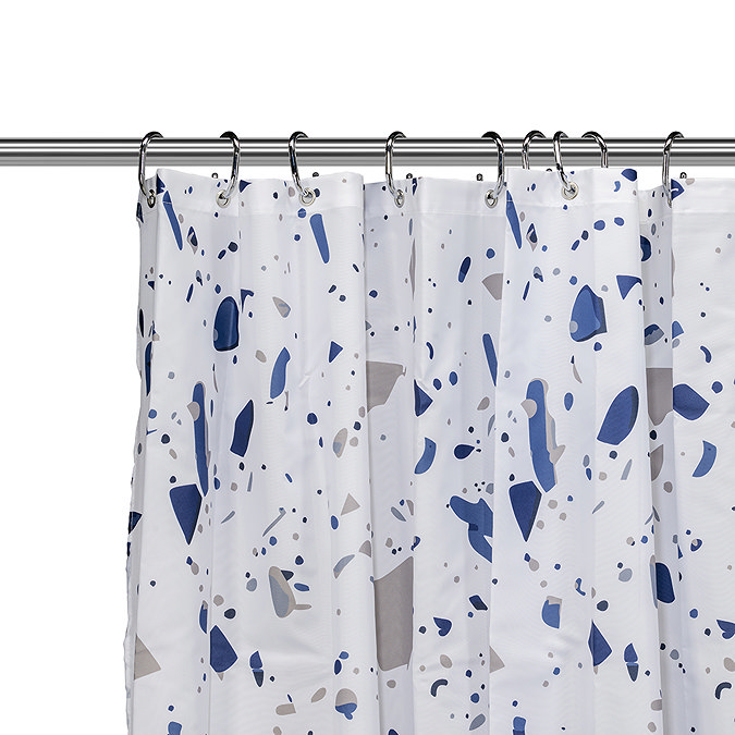 Croydex Blue Terrazzo Design Shower Curtain - 1800 x 1800mm
