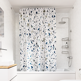 Croydex Blue Terrazzo Design Shower Curtain - 1800 x 1800mm