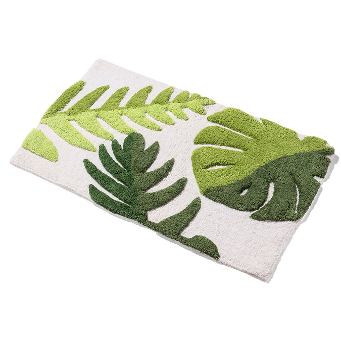 Top-angled view of the Croydex Botanical Soft Tufted Bath Mat, pictured on a white background.