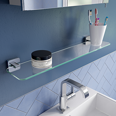 Croydex Camberwell Flexi-Fix Chrome Glass Shelf
