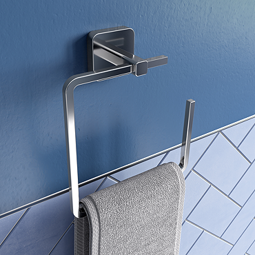 Croydex Camberwell Flexi-Fix Chrome Towel Ring