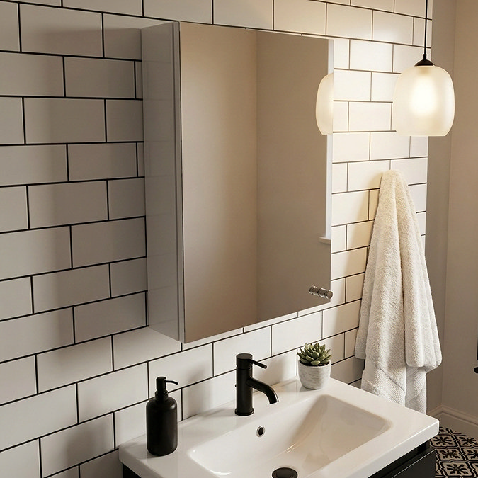 Croydex Carra White Single Door Mirror Cabinet