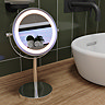 Croydex Chrome Illuminated Battery Operated Pedestal Mirror with 3x Magnifying