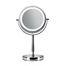 Croydex Chrome Illuminated Battery Operated Pedestal Mirror with 3x Magnifying