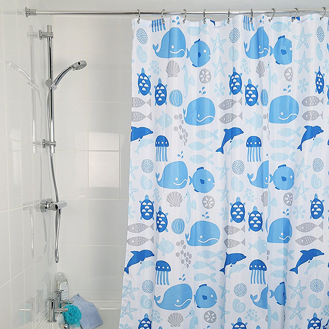 Croydex Coast Textile Shower Curtain W1800 x H1800mm - AF288624  Profile Large Image