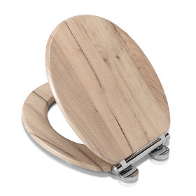 Croydex Corella Grey Oak Effect Flexi-Fix Toilet Seat with Soft Close and Quick Release - WL605231H 