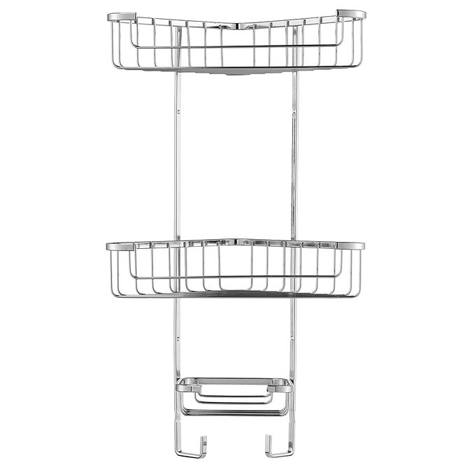 Croydex Corner Shower Storage Basket Chrome - 3 Tier  Standard Large Image
