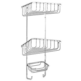 Croydex Corner Shower Storage Basket Chrome - 3 Tier Large Image