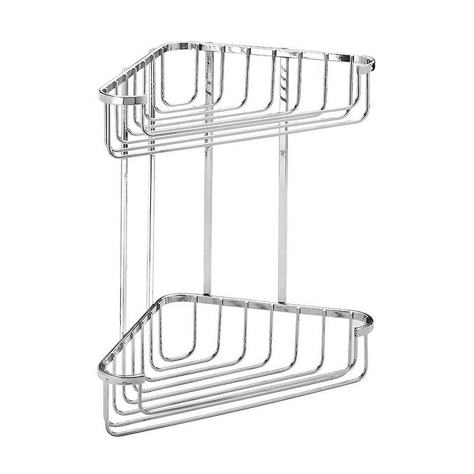 Croydex Corner Shower Storage Basket Chrome (Medium - 2 Tier) Large Image