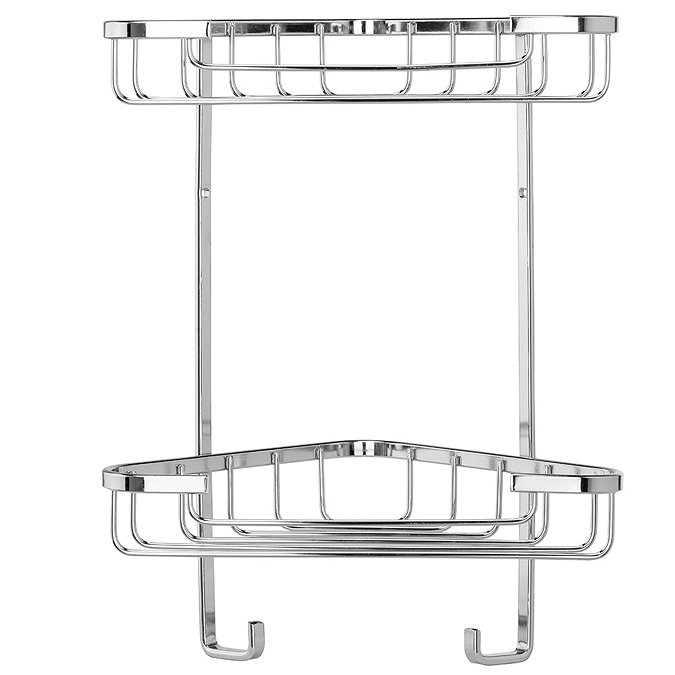 Croydex Corner Shower Storage Basket Chrome (Small - 2 Tier) Feature Large Image