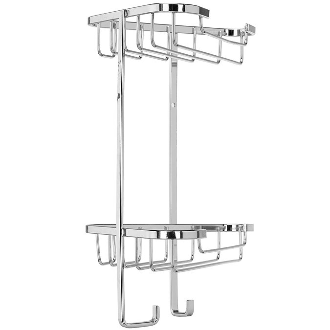 Croydex Corner Shower Storage Basket Chrome (Small - 2 Tier) Large Image