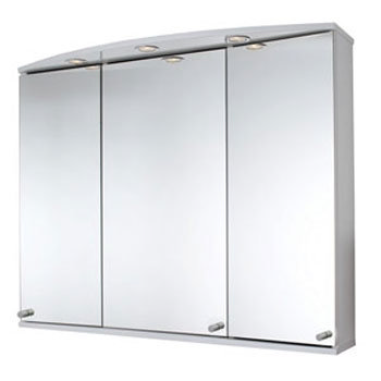 Croydex - Danube 3-Door Illuminated Mirror Cabinet - White MDF - WC155622E Large Image