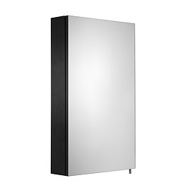Croydex Dawley Matt Black 400mm Single Door Mirror Cabinet - WC930021 Large Image