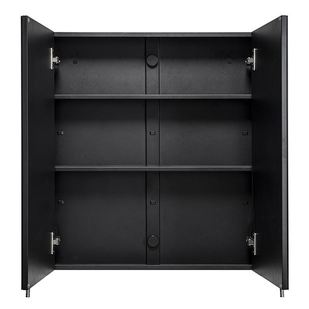 Croydex Dawley Matt Black 600mm Double Door Mirror Cabinet - WC930221