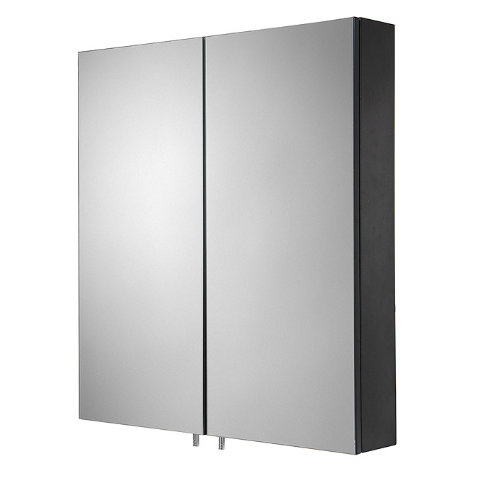 Croydex Dawley Matt Black 600mm Double Door Mirror Cabinet - WC930221  In Bathroom Large Image