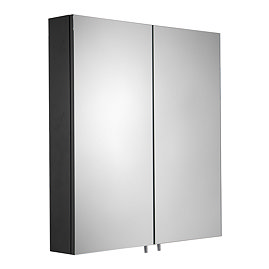 Croydex Dawley Matt Black 600mm Double Door Mirror Cabinet - WC930221 Large Image