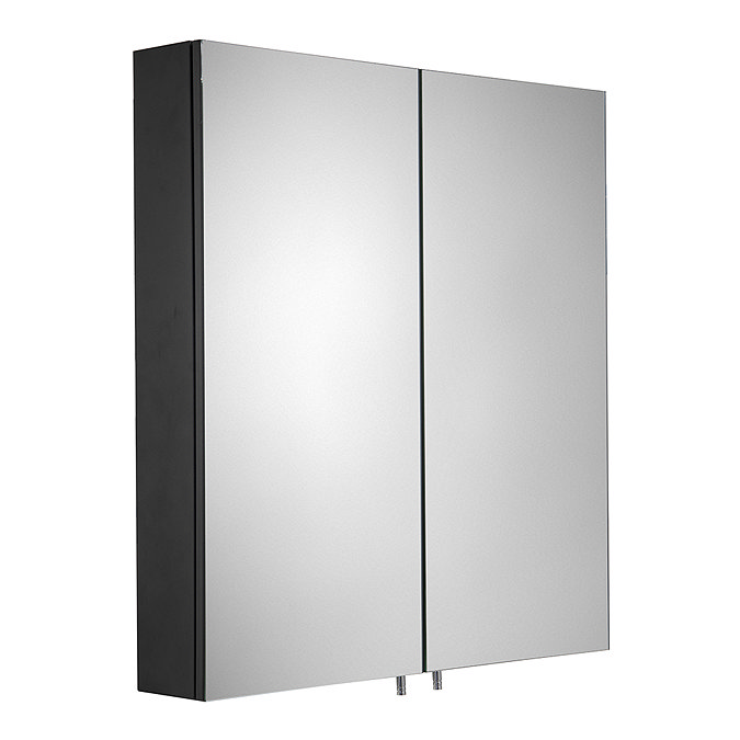 Croydex Dawley Matt Black 600mm Double Door Mirror Cabinet - WC930221 Large Image