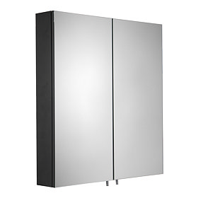 Croydex Dawley Matt Black 600mm Double Door Mirror Cabinet - WC930221 Large Image