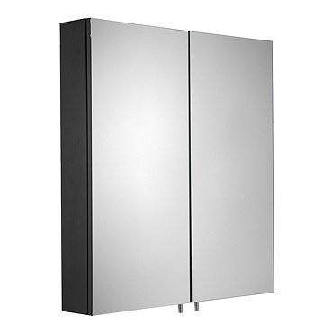 Croydex Dawley Matt Black 600mm Double Door Mirror Cabinet - WC930221  Profile Large Image