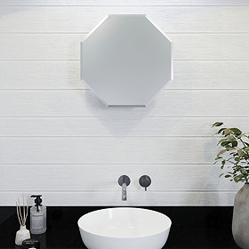 Croydex Favo Octagonal Mirrored Door Cabinet with Bevelled Edging - WC970005 Large Image