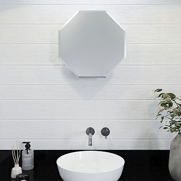 Croydex Favo Octagonal Mirrored Door Cabinet with Bevelled Edging - WC970005  Profile Large Image