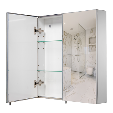 Croydex Finchley Stainless Steel Double Door Mirror Cabinet with FlexiFix - WC940205 Profile Large