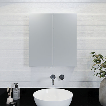 Croydex Finchley Stainless Steel Double Door Mirror Cabinet with FlexiFix - WC940205  Profile Large 