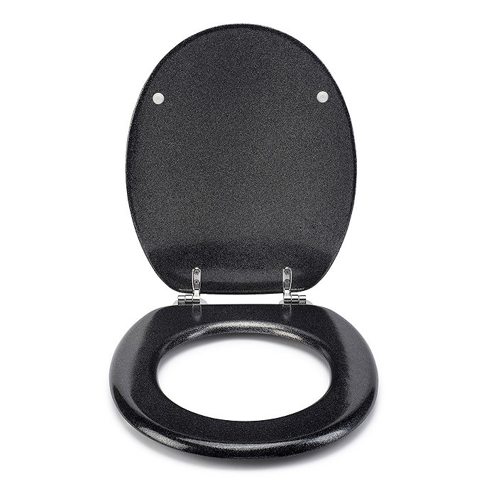 Croydex Flexi-Fix Black Quartz Effect Anti-Bacterial Toilet Seat - WL601821H  Standard Large Image
