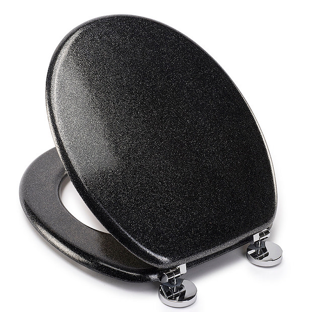 Croydex FlexiFix Black Quartz Effect AntiBacterial Toilet Seat