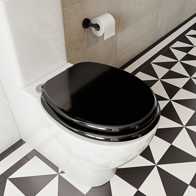 Croydex Flexi-Fix Black Quartz Effect Anti-Bacterial Toilet Seat - WL601821H Large Image