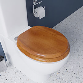 Croydex Flexi-Fix Davos Antique Effect Solid Pine Anti-Bacterial Toilet Seat - WL602250H Medium Imag