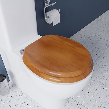 Croydex Flexi-Fix Davos Antique Effect Solid Pine Anti-Bacterial Toilet Seat - WL602250H  Profile La