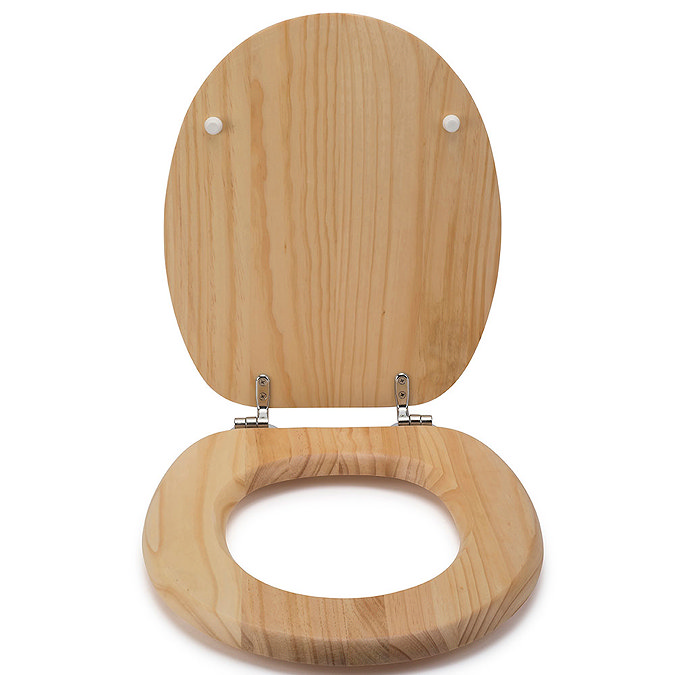 Croydex Flexi-Fix Davos Blonded Effect Solid Pine Anti-Bacterial Toilet Seat - WL602272H  In Bathroo