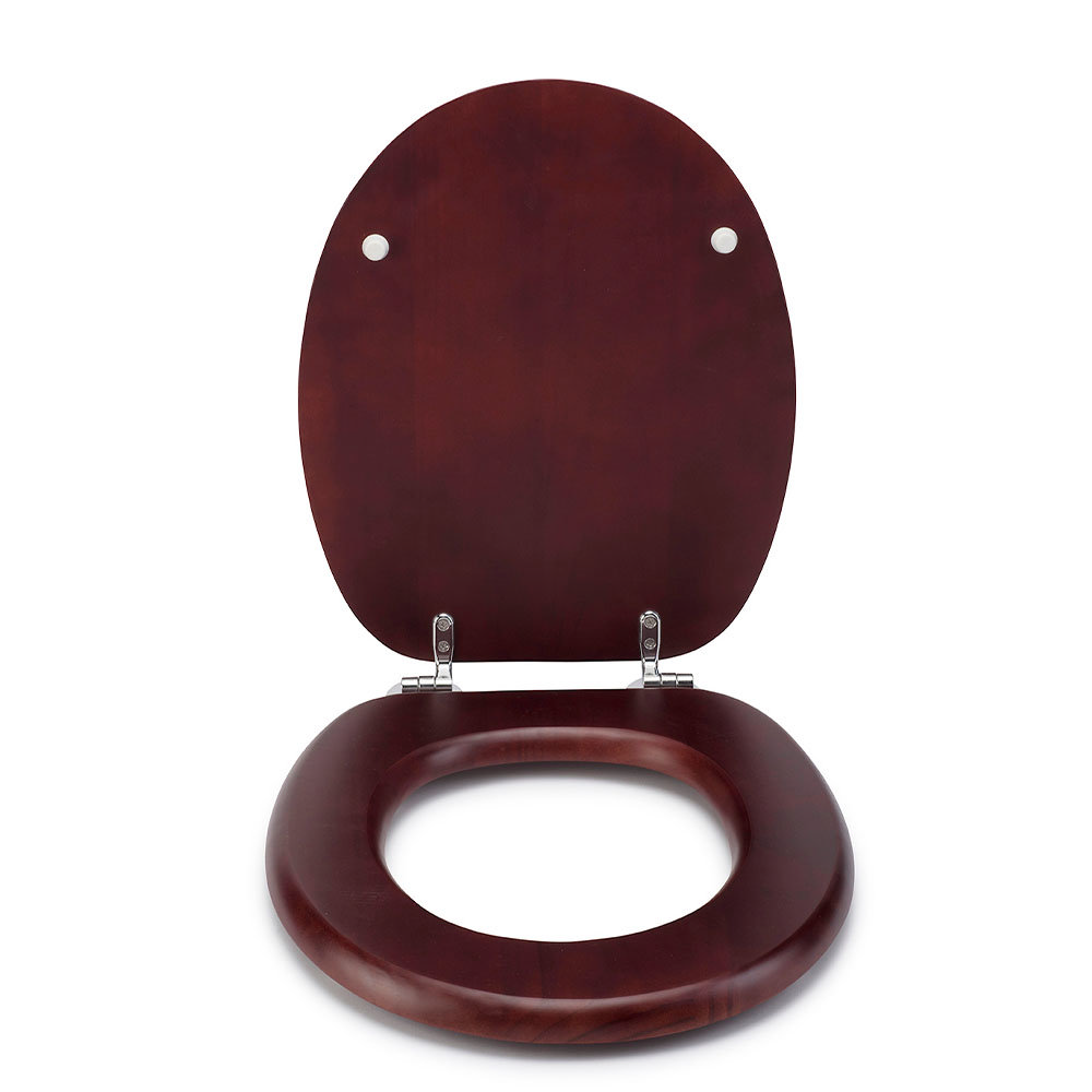 Croydex Flexi-Fix Davos Mahogany Effect Solid Pine Anti-Bacterial Toilet Seat - WL602252H  Standard 