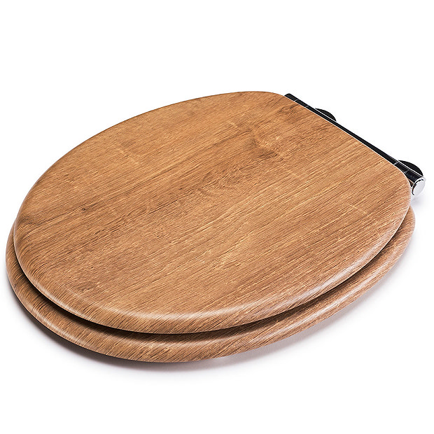 Croydex Flexi-Fix Ontario Teak Effect Anti-Bacterial Toilet Seat with Soft Close and Quick Release -