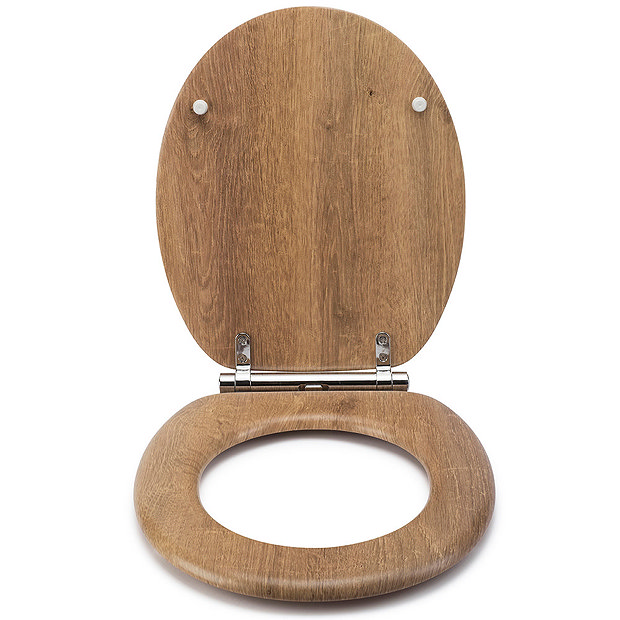 Croydex Flexi-Fix Ontario Teak Effect Anti-Bacterial Toilet Seat with Soft Close and Quick Release -