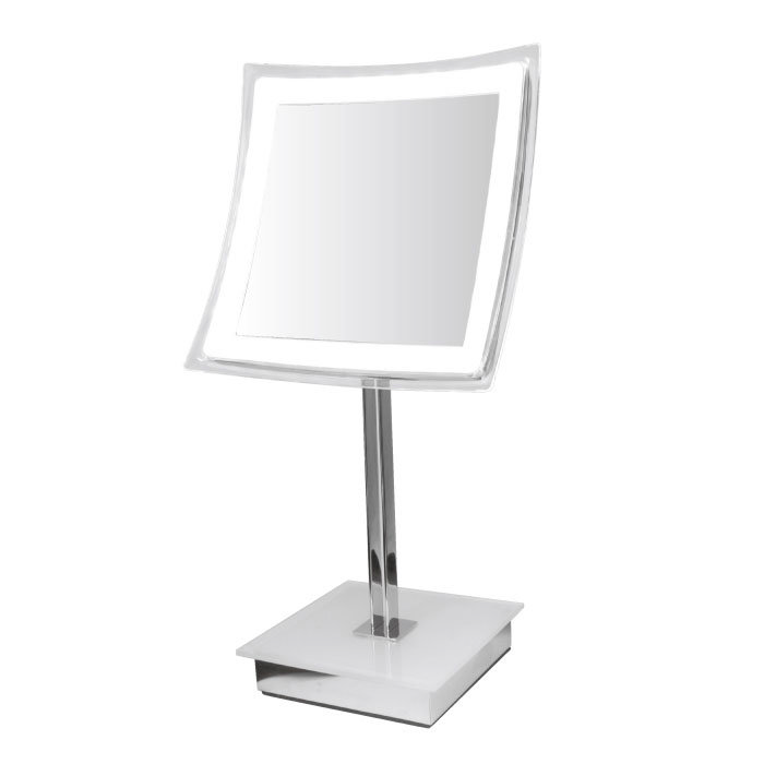 Croydex - Free Standing Curved Square Illuminated Vanity Mirror - Chrome - MM701000 Large Image