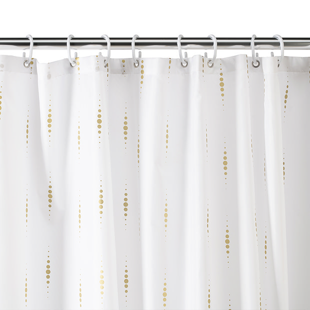 Croydex Gold Dotty Textile Shower Curtain W1800 x H1800mm