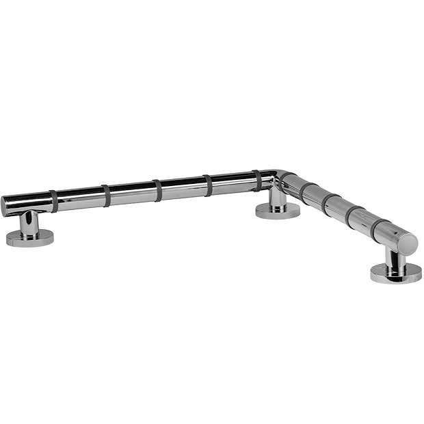 Croydex Grab N Grip L-Shaped 480mm Rail Grab Bar - Chrome - AP531041  In Bathroom Large Image