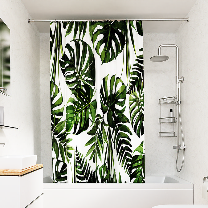 Croydex Green Botanical Design Shower Curtain 1800 x 1800mm