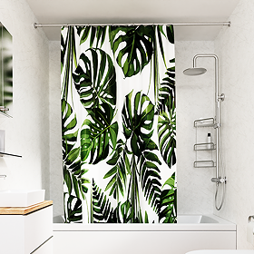 Croydex Green Botanical Design Shower Curtain 1800 x 1800mm
