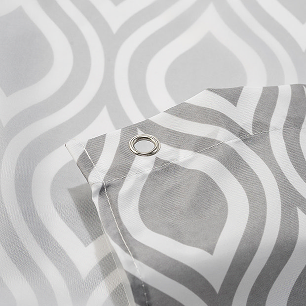 Croydex Grey Medallion Textile Shower Curtain W1800 x H1800mm