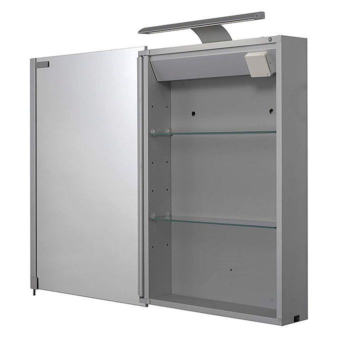 Croydex Madison Hang N Lock Single Door Illuminated Mirror Cabinet with Shaver Socket 700 x 500mm - WC147369E In Bathroom Large Image